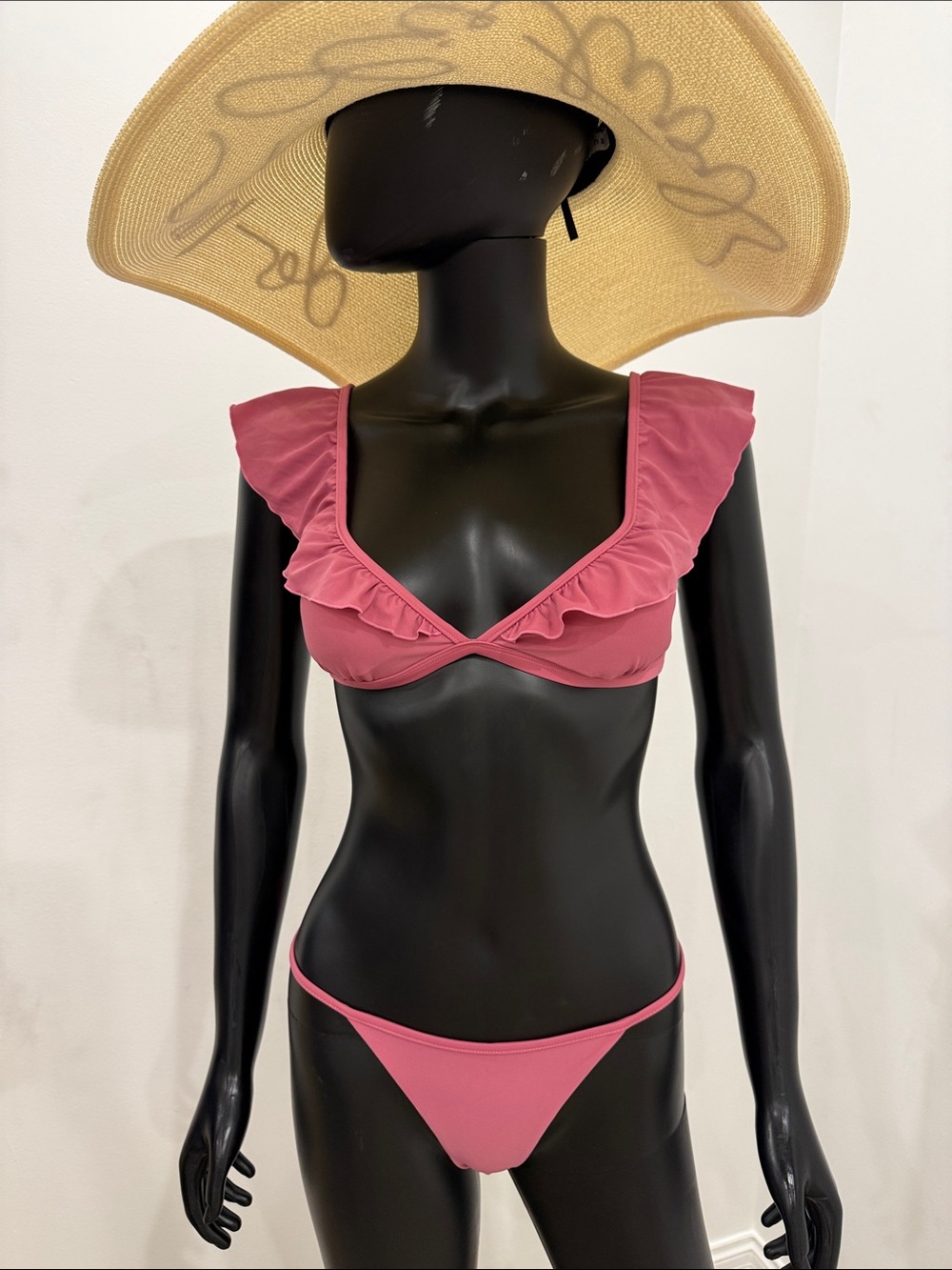 Beach Bunny Pink Ruffle Bikini Set Size S New Feminine Luxe Swimwear
